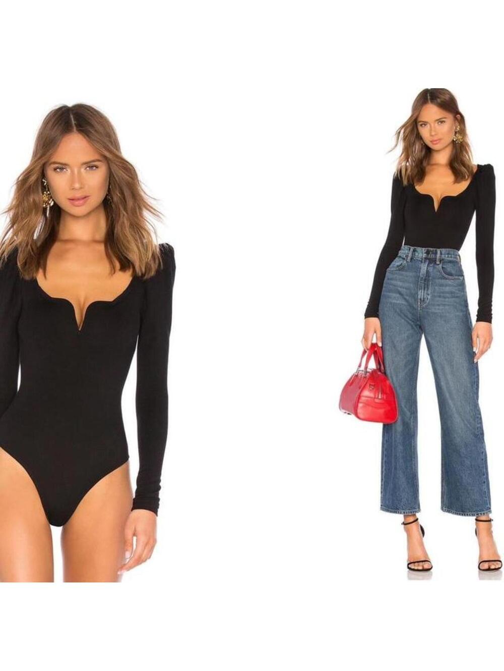 LPA Black Sweetheart Bodysuit Size M